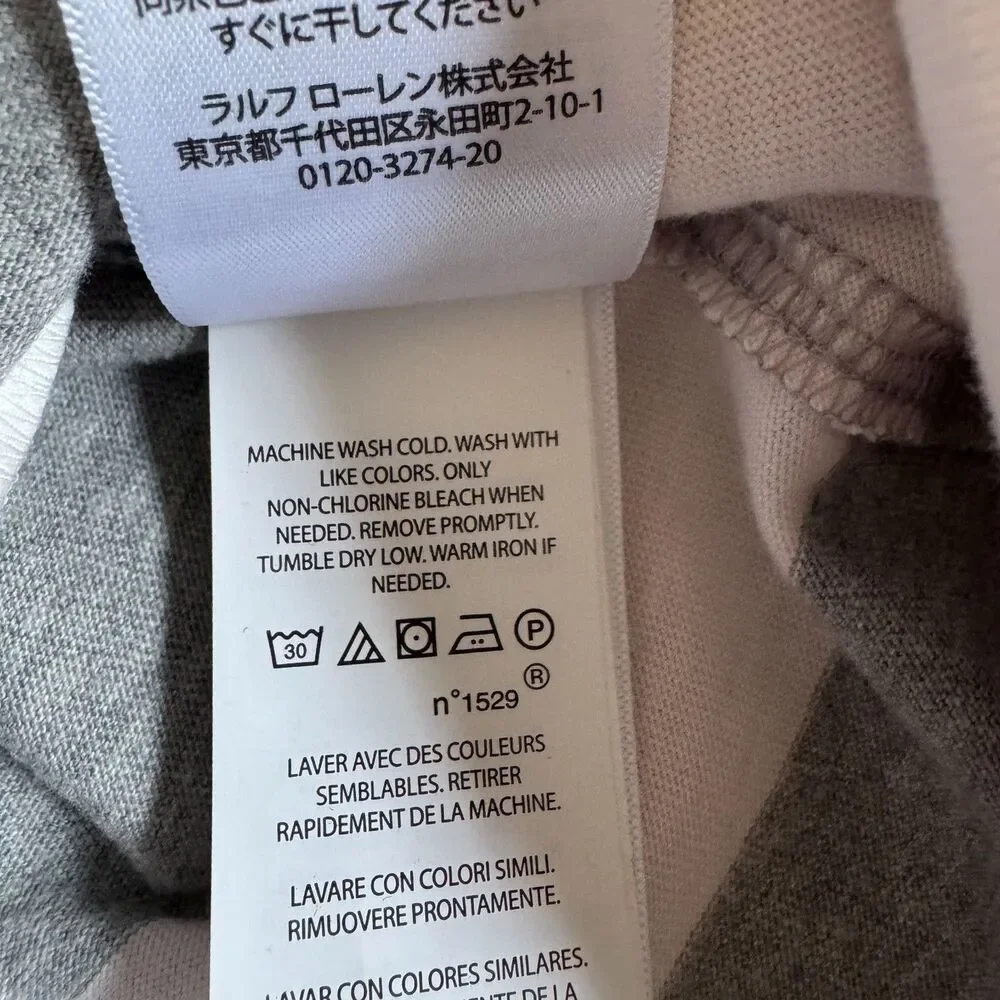 Ralph Lauren polo dress girls 24M pink gray rugby striped long sleeve flesh pony